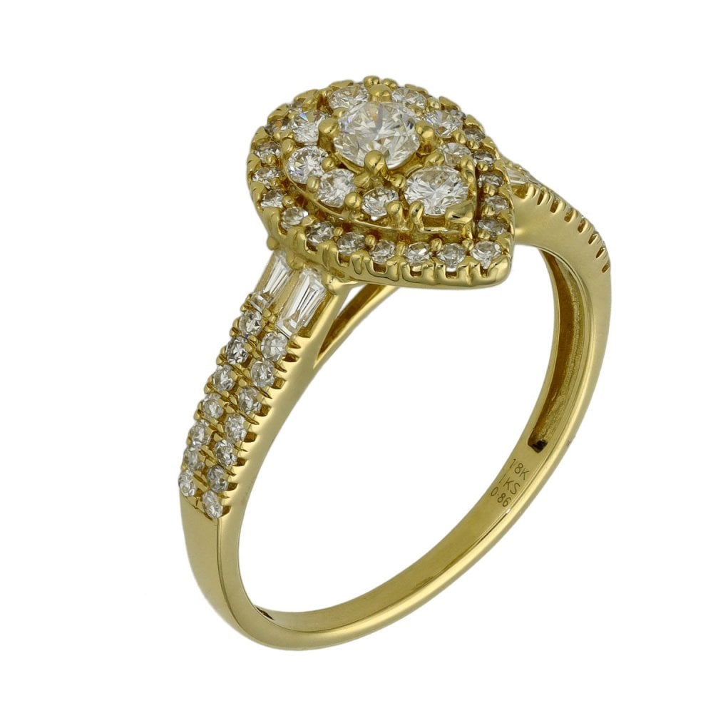 Ladies 18ct Yellow Gold Diamond Cluster Ring - Size R
