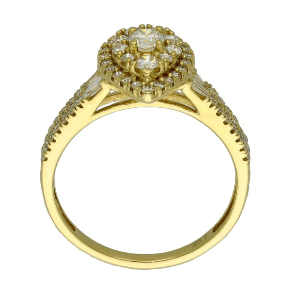 Ladies 18ct Yellow Gold Diamond Cluster Ring - Size R