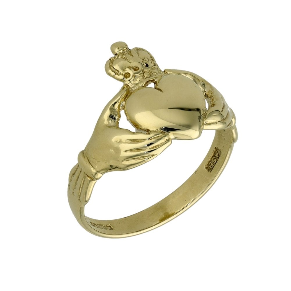 9ct Yellow Gold Claddagh Ring - Size N