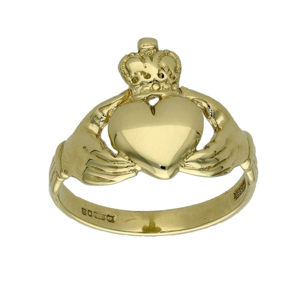 9ct Yellow Gold Claddagh Ring - Size N