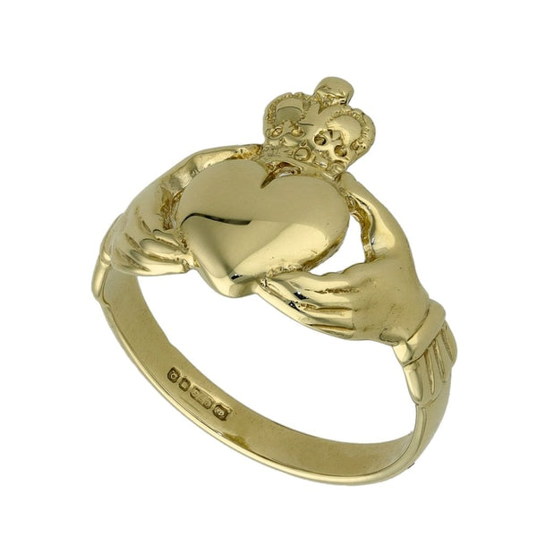 9ct Yellow Gold Claddagh Ring - Size N