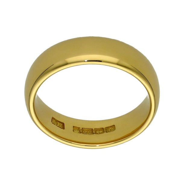 22ct Yellow Gold 5mm D-Shape Wedding Ring - Size M