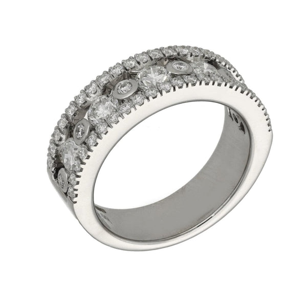 Ladies 18ct White Gold Diamond Band Ring - Size N - 1.50ct