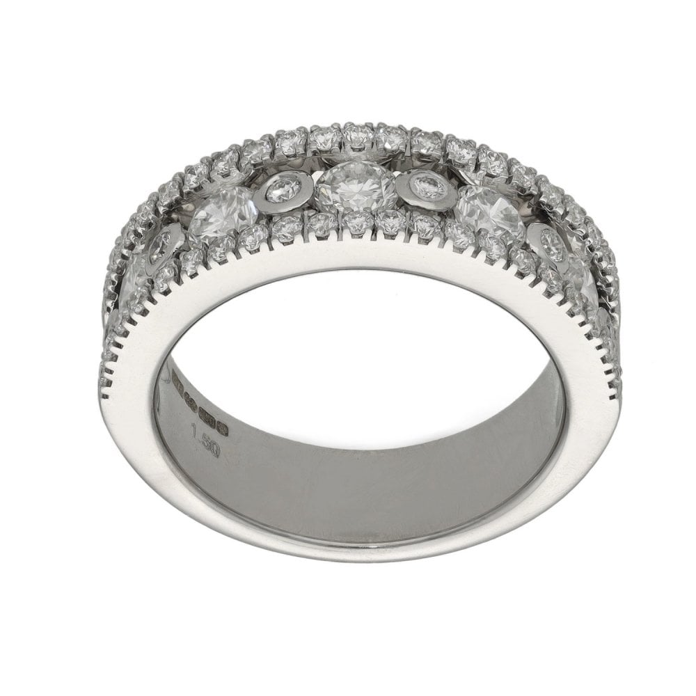 Ladies 18ct White Gold Diamond Band Ring - Size N - 1.50ct