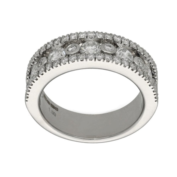 Ladies 18ct White Gold Diamond Band Ring - Size N - 1.50ct