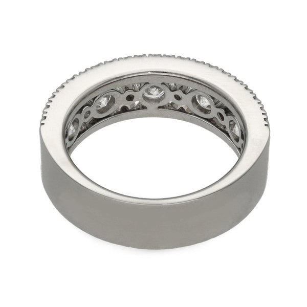 Ladies 18ct White Gold Diamond Band Ring - Size N - 1.50ct