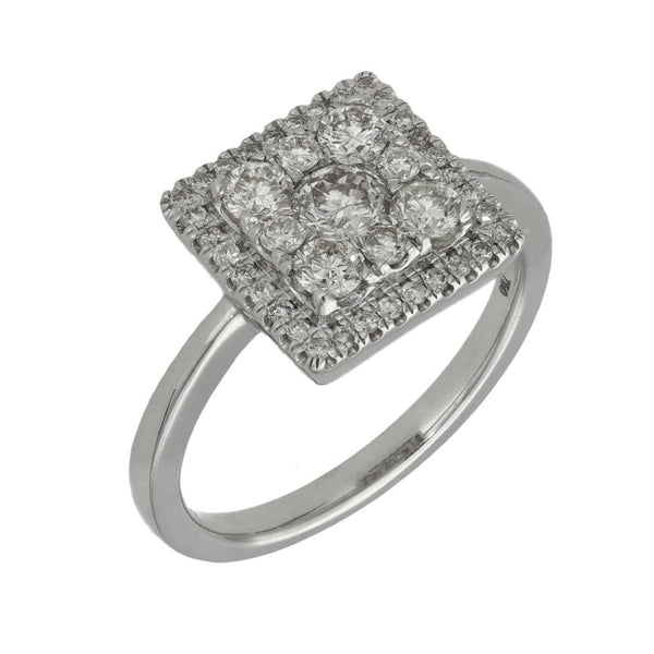Ladies 18ct White Gold 1.00ct Diamond Cluster Ring - Size N