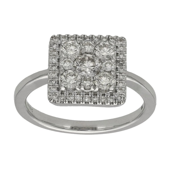 Ladies 18ct White Gold 1.00ct Diamond Cluster Ring - Size N