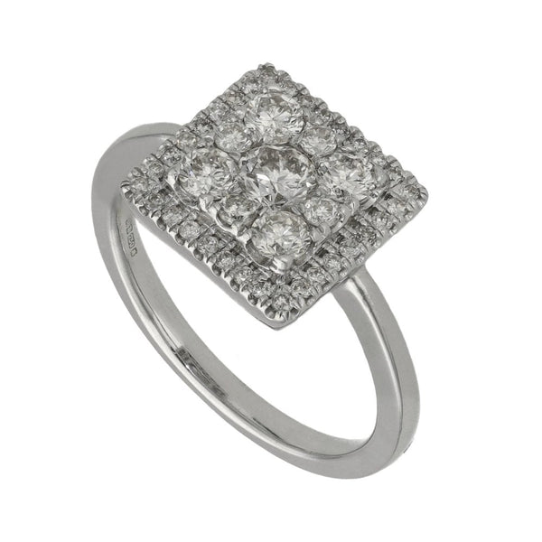 Ladies 18ct White Gold 1.00ct Diamond Cluster Ring - Size N