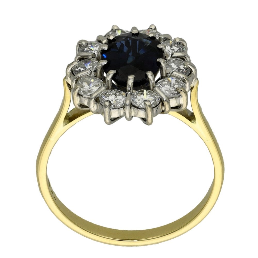 Ladies 18ct Yellow Gold Diamond & Sapphire Cluster Ring