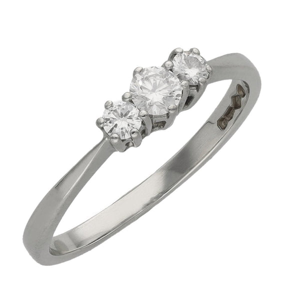 Ladies Platinum Trilogy Diamond Ring - Size L - 0.25ct