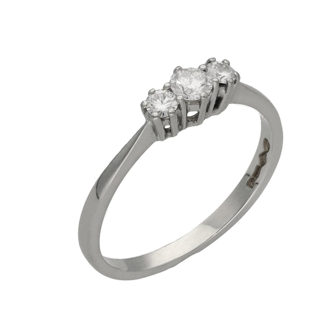 Ladies Platinum Trilogy Diamond Ring - Size L - 0.25ct