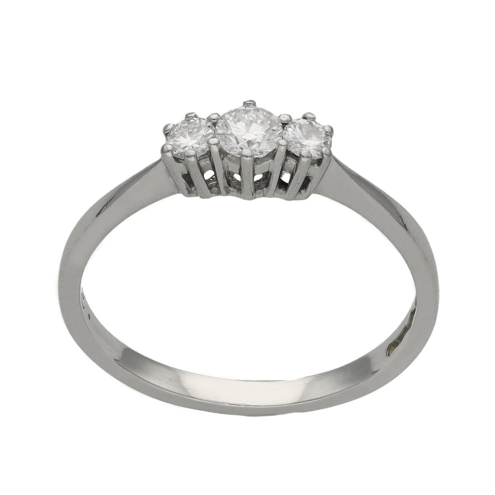 Ladies Platinum Trilogy Diamond Ring - Size L - 0.25ct