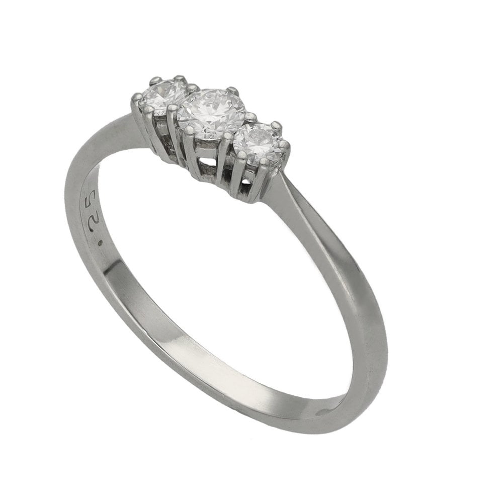 Ladies Platinum Trilogy Diamond Ring - Size L - 0.25ct