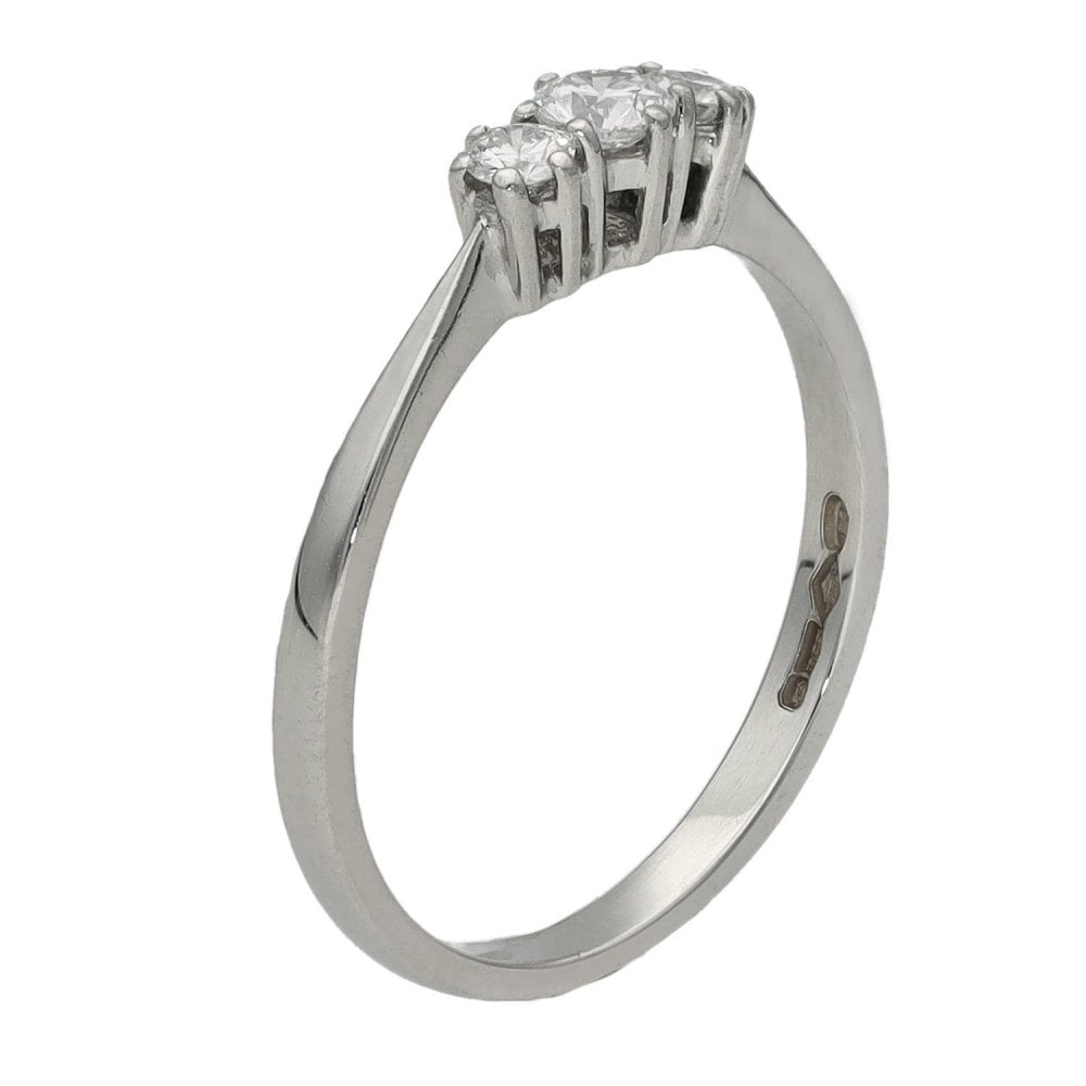 Ladies Platinum Trilogy Diamond Ring - Size L - 0.25ct