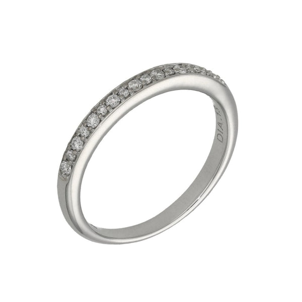 Ladies 9ct White Gold Diamond Set Half Eternity Ring - Size K