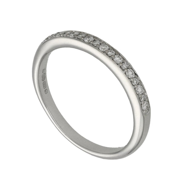 Ladies 9ct White Gold Diamond Set Half Eternity Ring - Size K