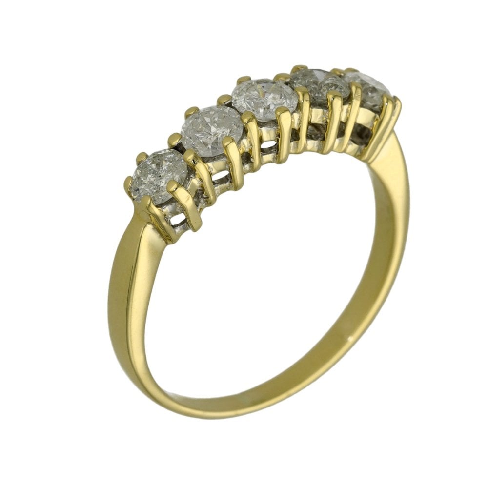 Ladies 18ct Yellow Gold Five Stone Diamond Ring - 1.00ct