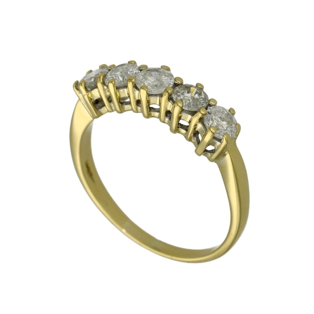 Ladies 18ct Yellow Gold Five Stone Diamond Ring - 1.00ct
