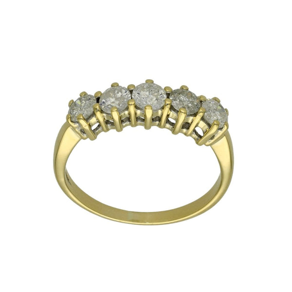 Ladies 18ct Yellow Gold Five Stone Diamond Ring - 1.00ct