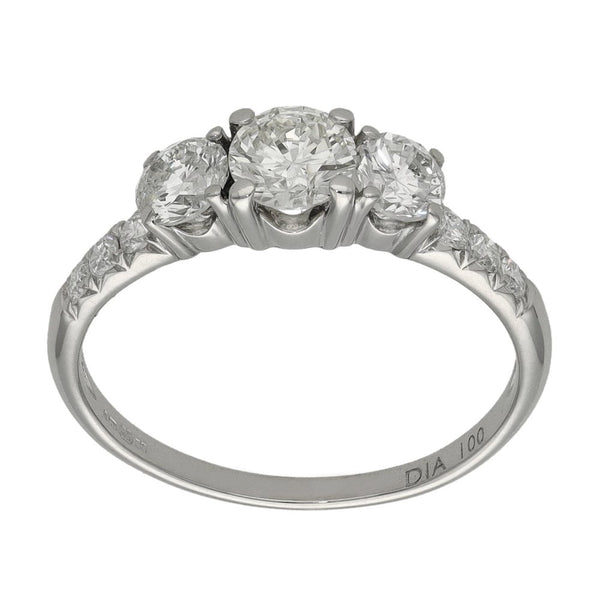 Ladies 18ct White Gold Certified Diamond Ring - Size L - 1.00ct