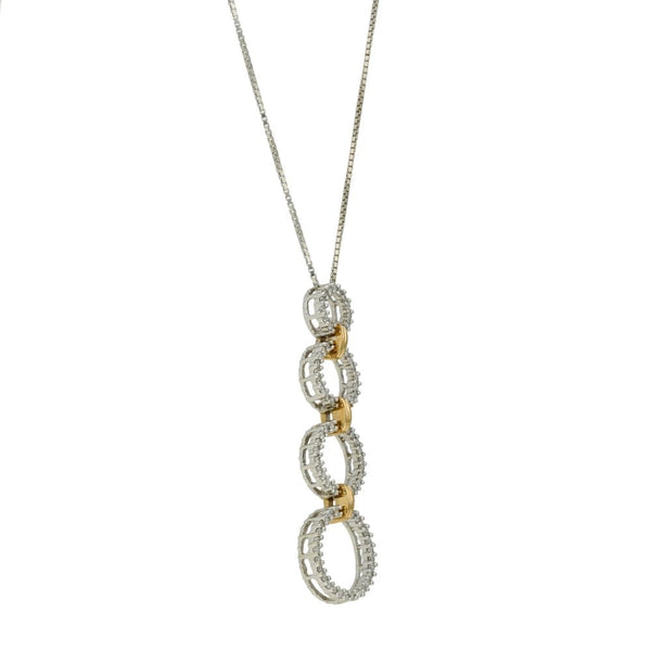 Ladies 9ct White Gold Diamond Circles Drop Pendant & Chain