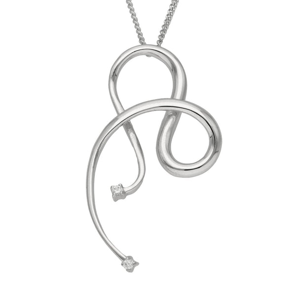 Ladies 9ct White Gold Diamond Pendant & Chain - 20"