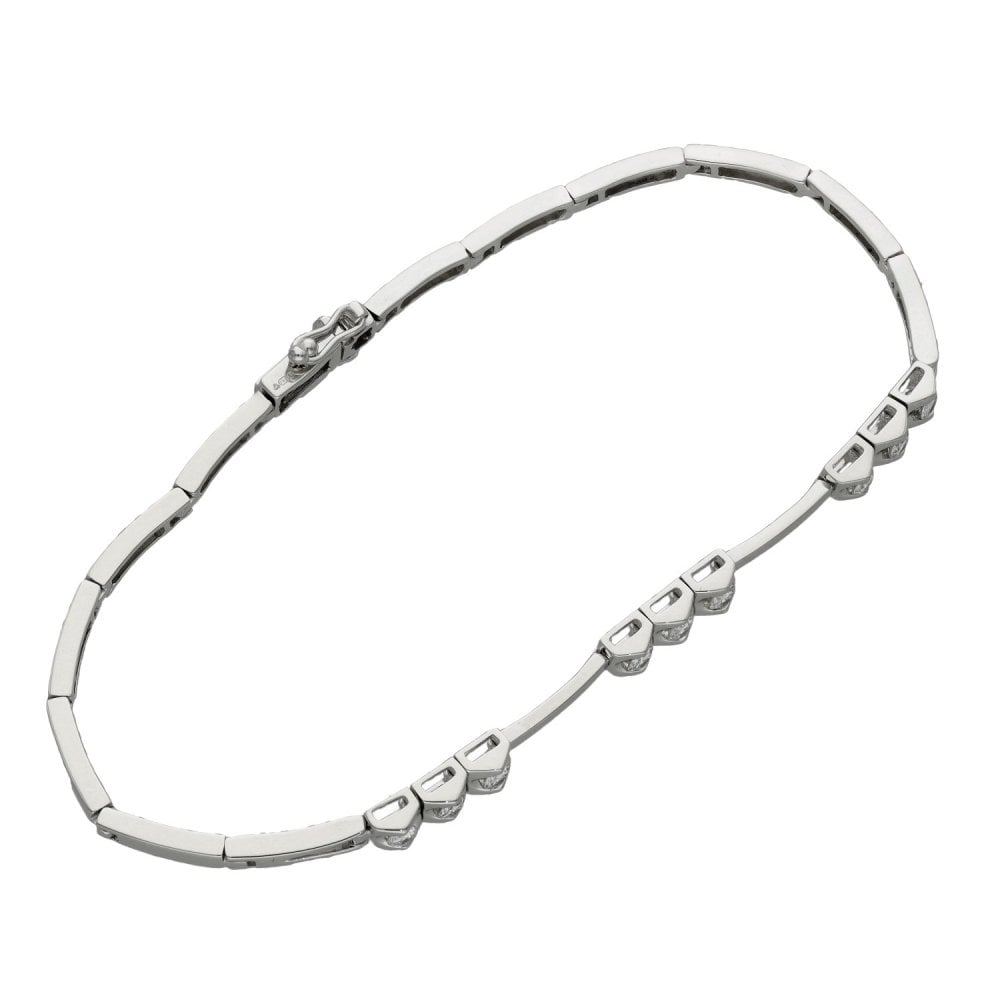 Ladies 18ct White Gold Diamond Set Bracelet - 7" - 0.50ct