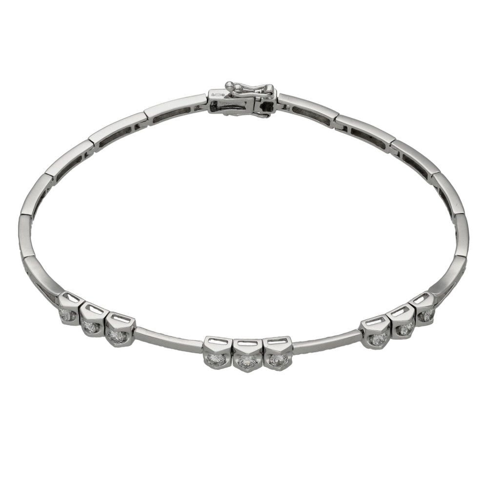 Ladies 18ct White Gold Diamond Set Bracelet - 7" - 0.50ct