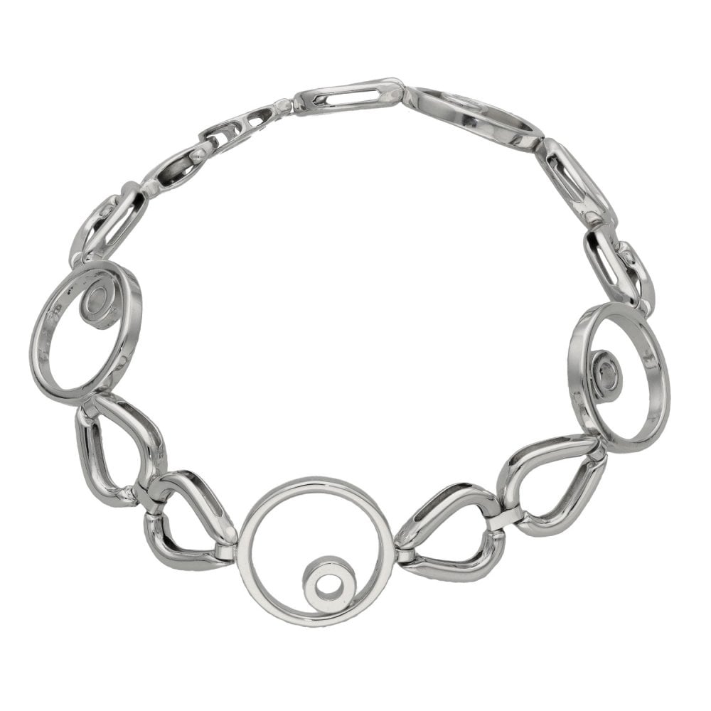 Ladies 9ct White Gold Open Link Bracelet - 7.5" - 15.6g