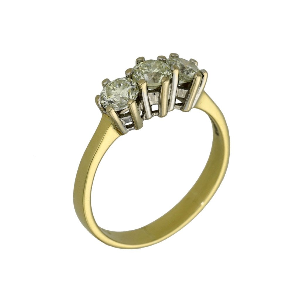 Ladies 18ct Yellow Gold Diamond Trilogy Ring - 1.00ct