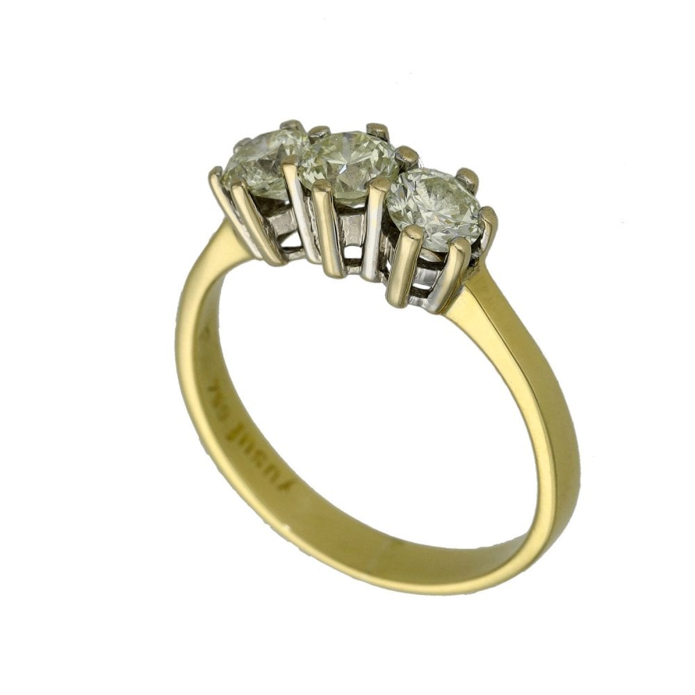 Ladies 18ct Yellow Gold Diamond Trilogy Ring - 1.00ct