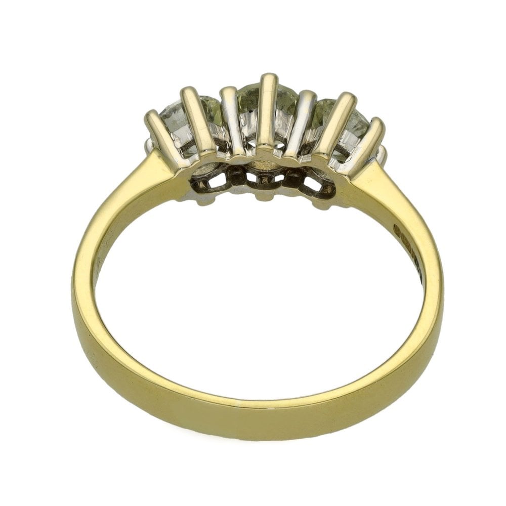 Ladies 18ct Yellow Gold Diamond Trilogy Ring - 1.00ct