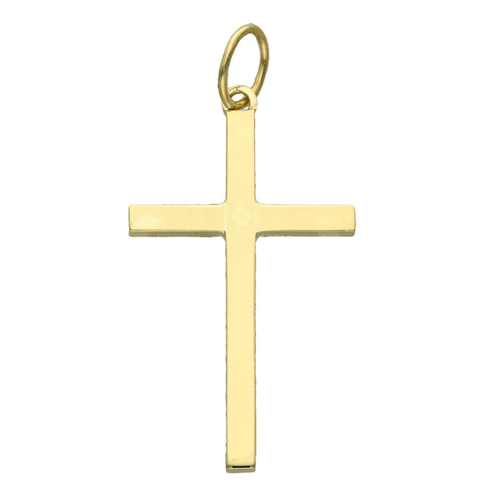 9ct Yellow Gold Patterned Cross Pendant - 10.0g