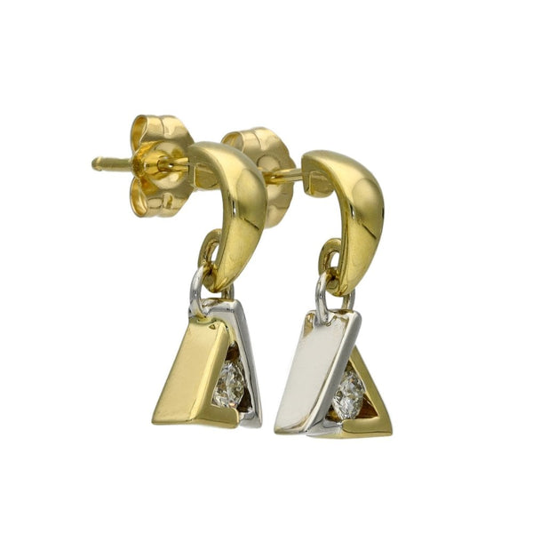 Ladies 18ct Yellow & White Gold Diamond Drop Stud Earrings