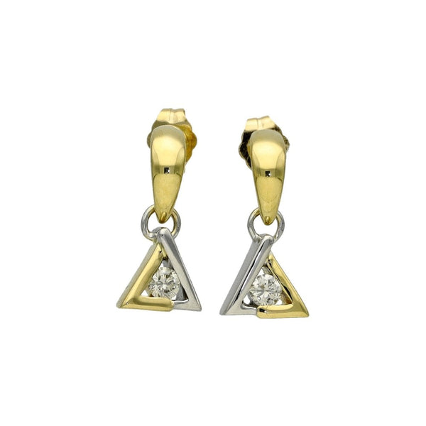 Ladies 18ct Yellow & White Gold Diamond Drop Stud Earrings
