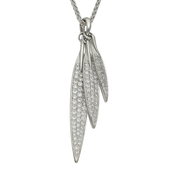 18ct White Gold Diamond Leaf Pendant & Necklace - 18" - 1.35ct