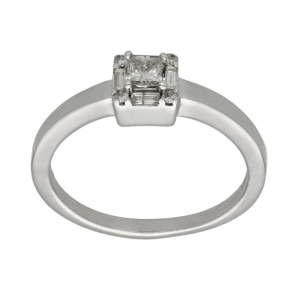 Ladies 9ct White Gold Diamond Engagement Ring - Size N
