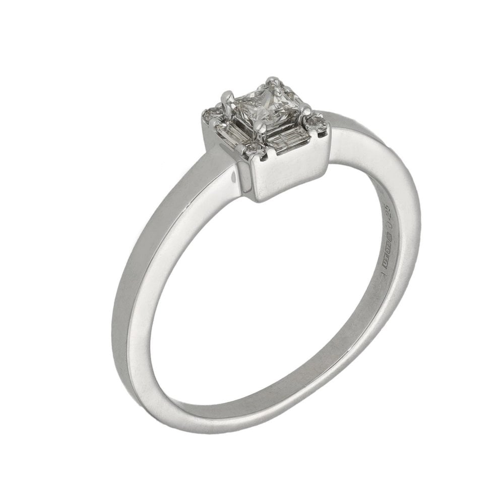 Ladies 9ct White Gold Diamond Engagement Ring - Size N