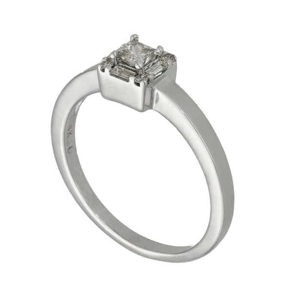 Ladies 9ct White Gold Diamond Engagement Ring - Size N