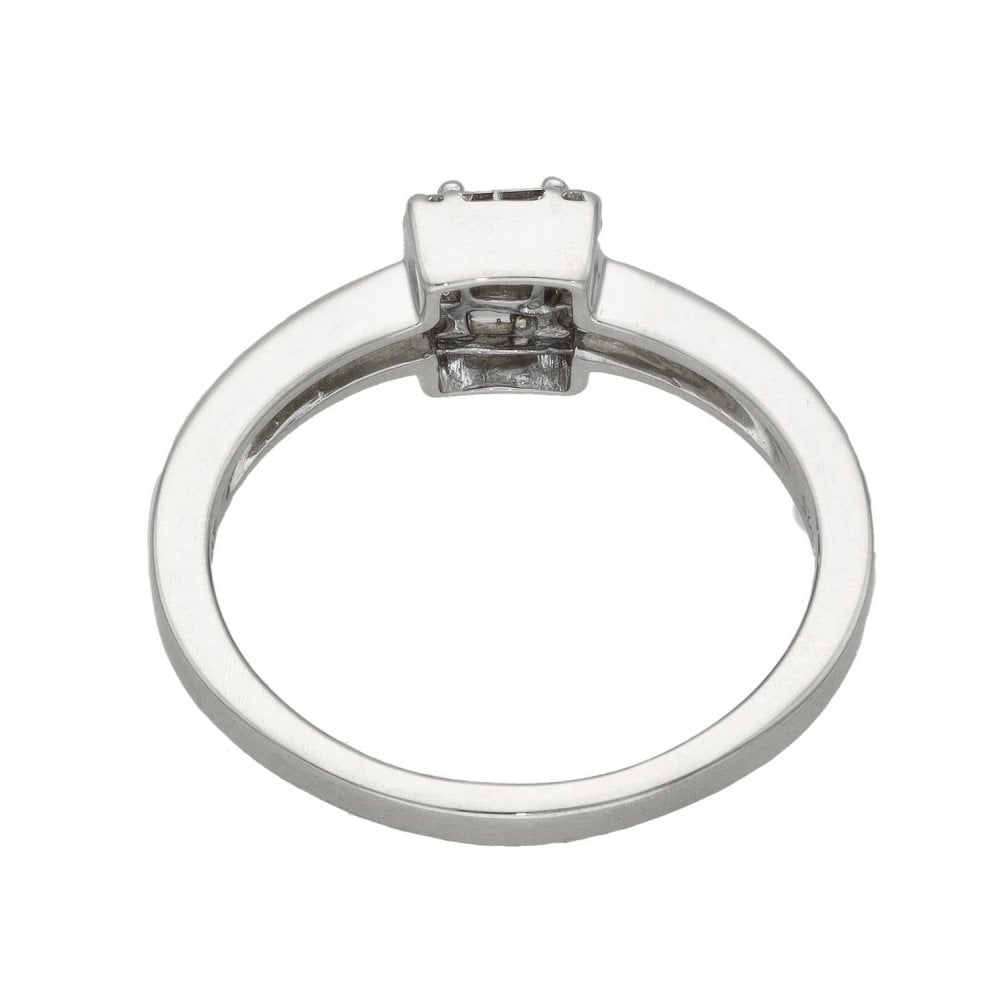 Ladies 9ct White Gold Diamond Engagement Ring - Size N