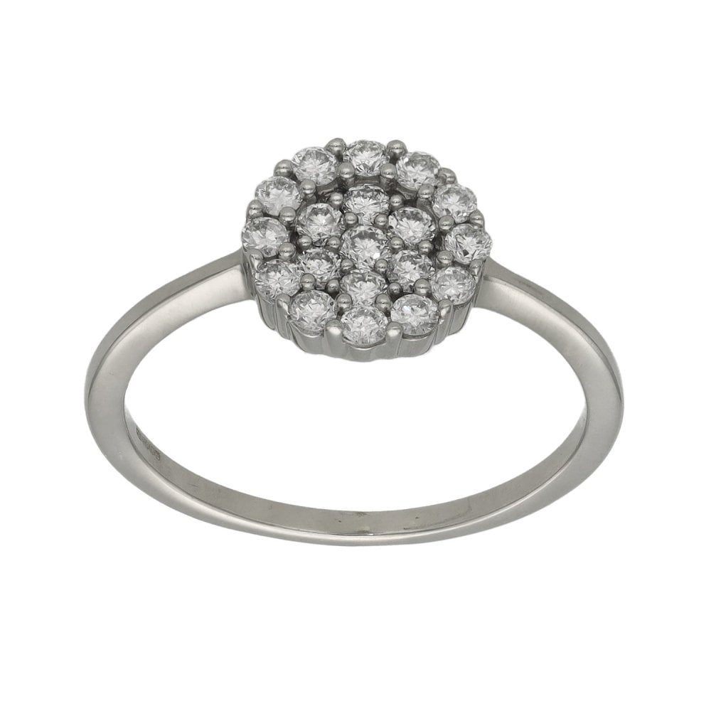 Ladies 9ct White Gold Diamond Cluster Ring - 0.38ct - Size P