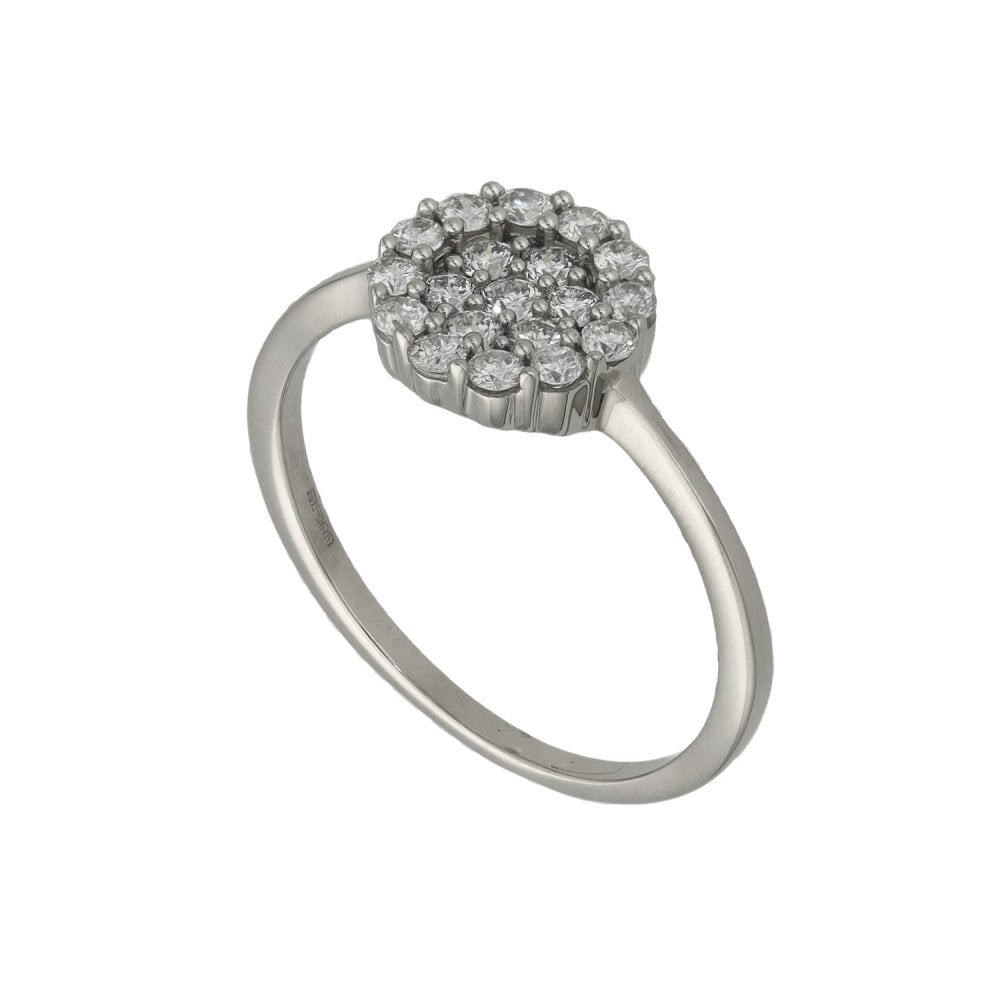 Ladies 9ct White Gold Diamond Cluster Ring - 0.38ct - Size P