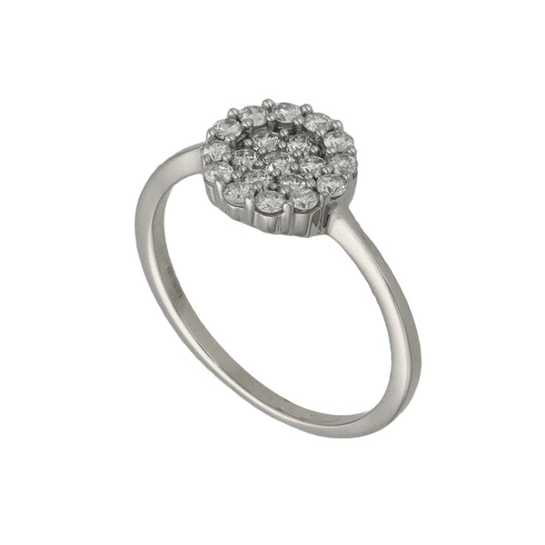 Ladies 9ct White Gold Diamond Cluster Ring - 0.38ct - Size P