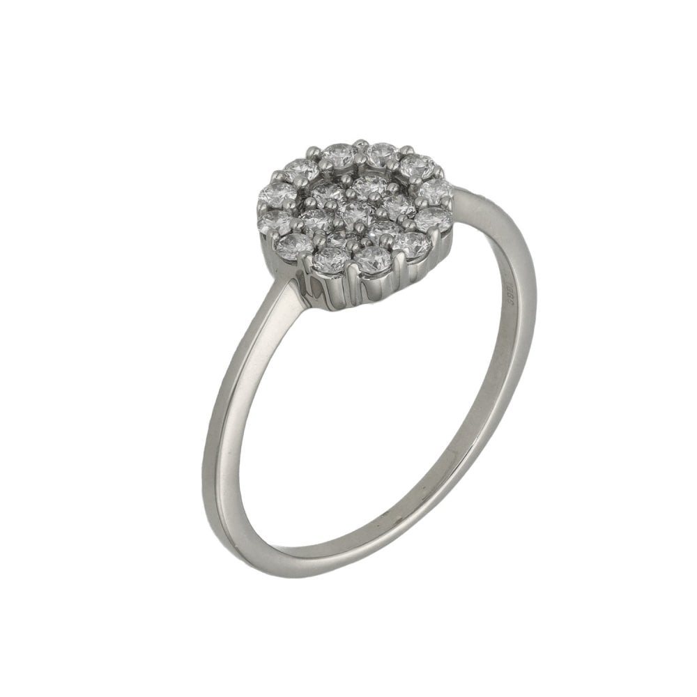 Ladies 9ct White Gold Diamond Cluster Ring - 0.38ct - Size P