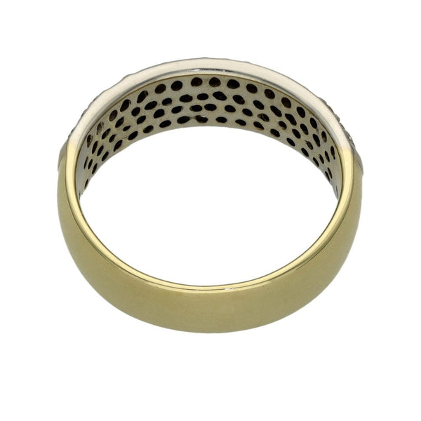 Ladies 9ct Yellow Gold Diamond Set Pave Band Ring - Size N