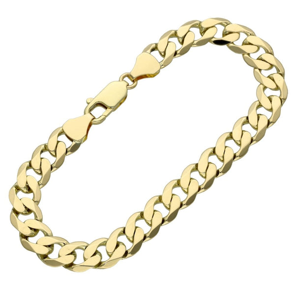 Ladies 9ct Yellow Gold Curb Bracelet - 7" - 11.4g