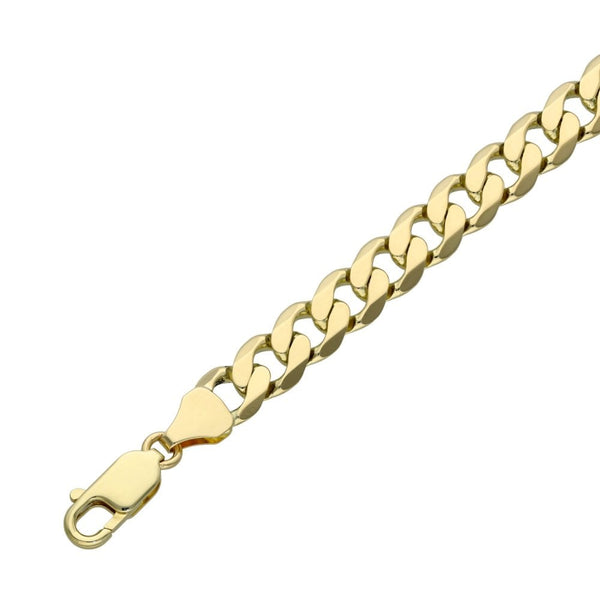 Ladies 9ct Yellow Gold Curb Bracelet - 7" - 11.4g