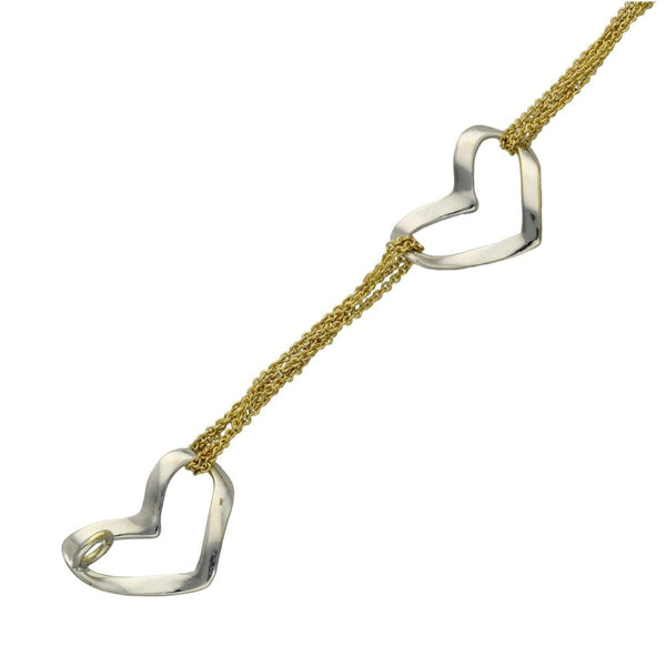 Ladies 18ct Two Tone Heart & Link Bracelet - 7"