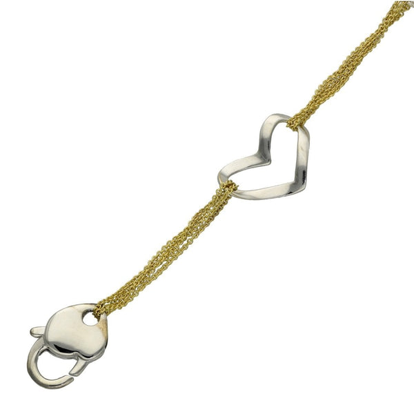 Ladies 18ct Two Tone Heart & Link Bracelet - 7"